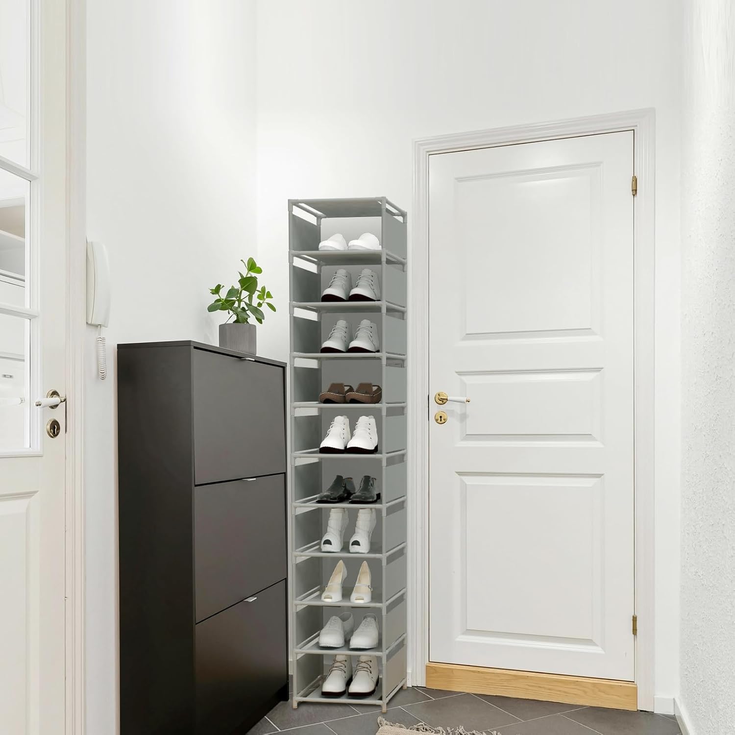 Vertical Shoe Rack with 10 Tiers for Small Spaces