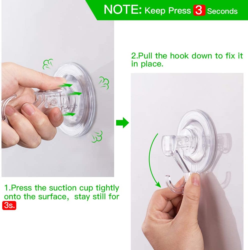 LUXEAR Suction Cup Hooks 2 Pack Clear