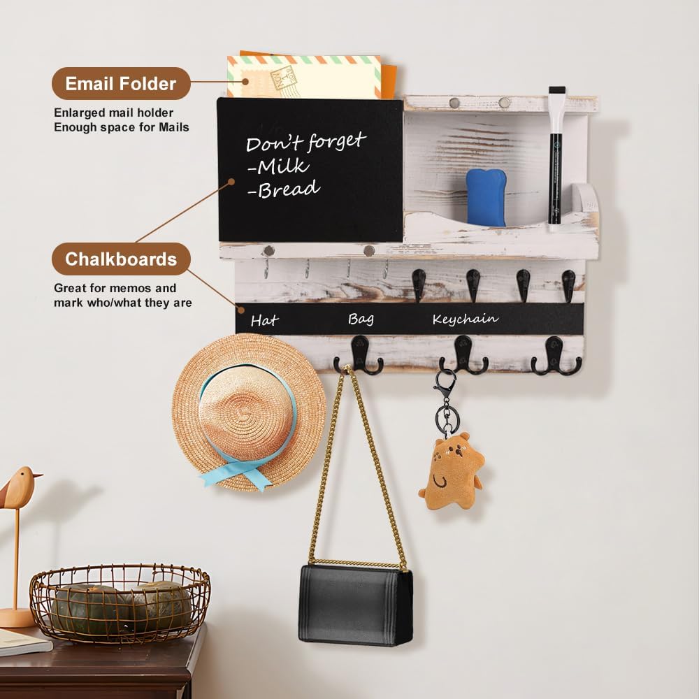 Rustic Key and Mail Holder for Wall