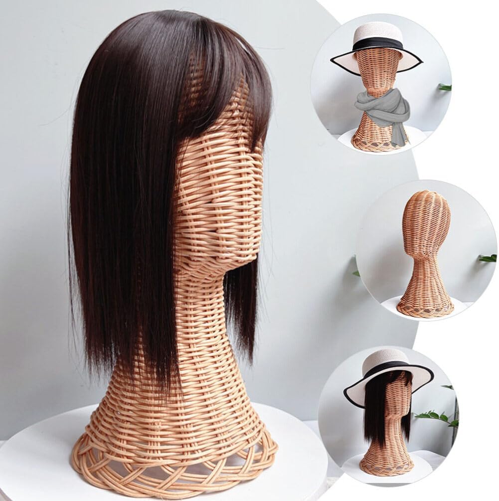 EXCEART Rattan Hat Display Stand for Wigs and Caps