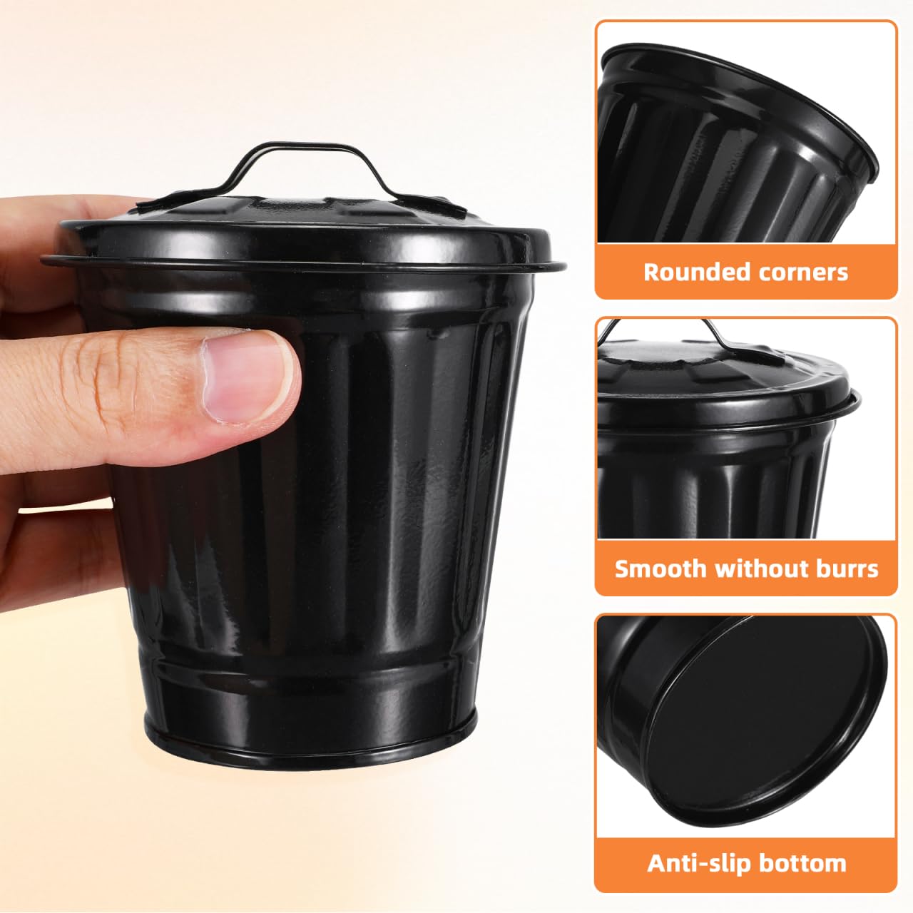MAGICLULU Mini Galvanized Trash Can with Lid Wastebasket