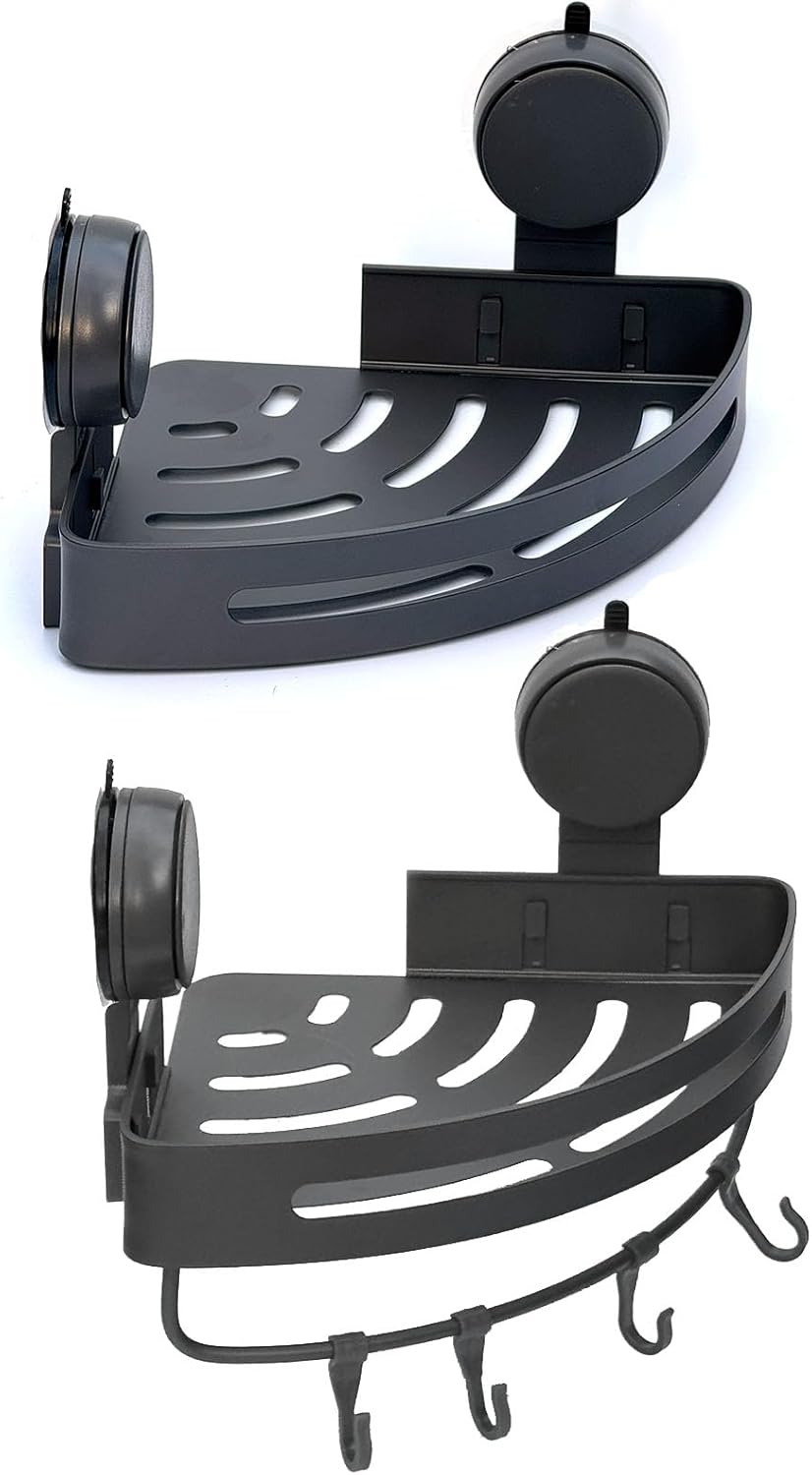 2Pack Suction Cup Corner Shelf No Drill Wall Mounted Organizer