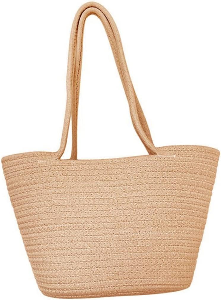 VOSAREA Khaki Woven Storage Basket for Home and Garden