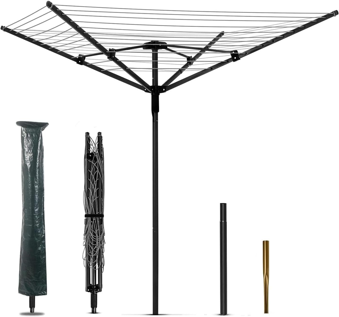 Nisorpa Rotating Outdoor Umbrella Drying Rack with 12 Lines and 165 ft Clothesline