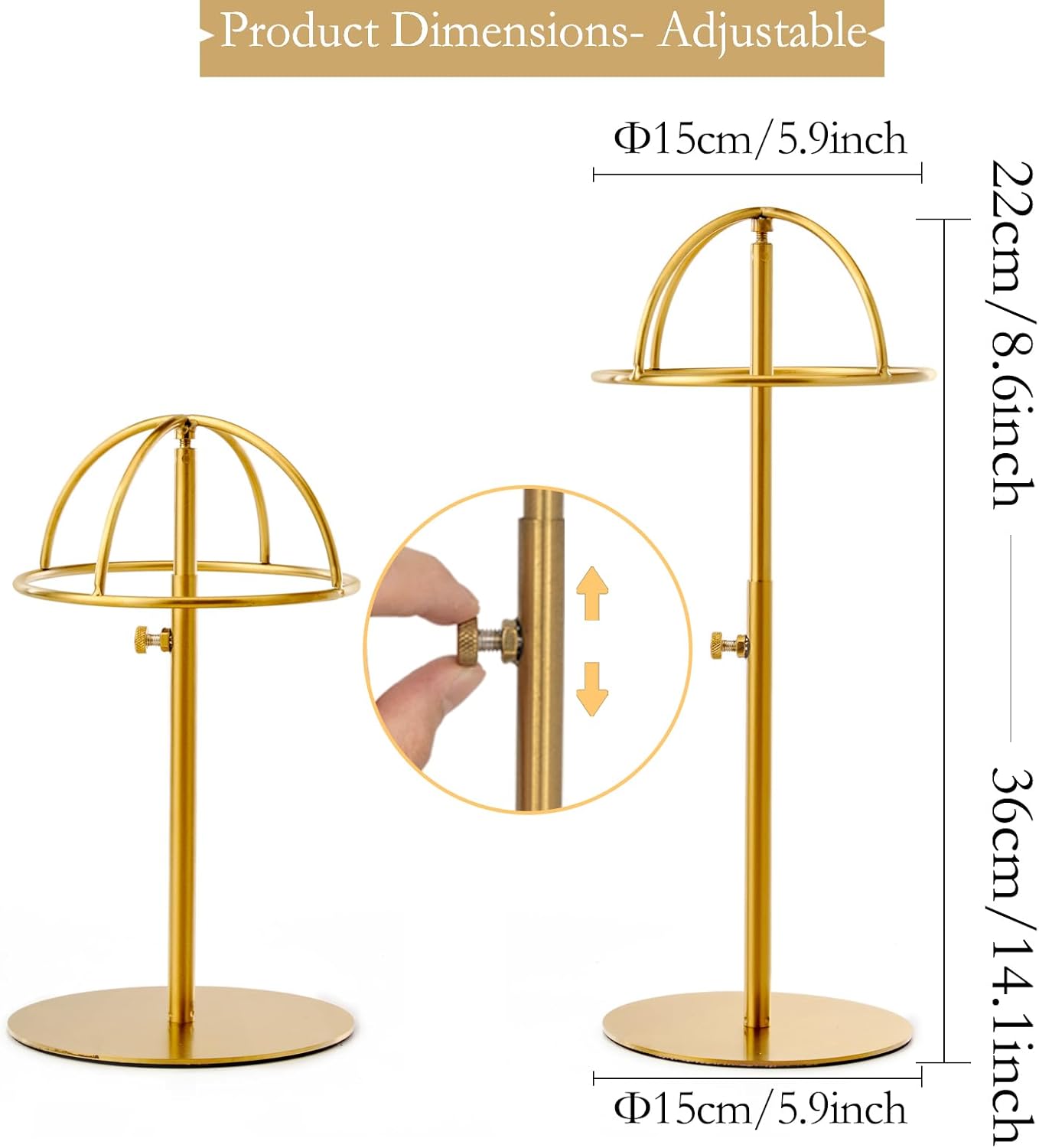 2PCS Adjustable Height Stainless Steel Hat Stand Display