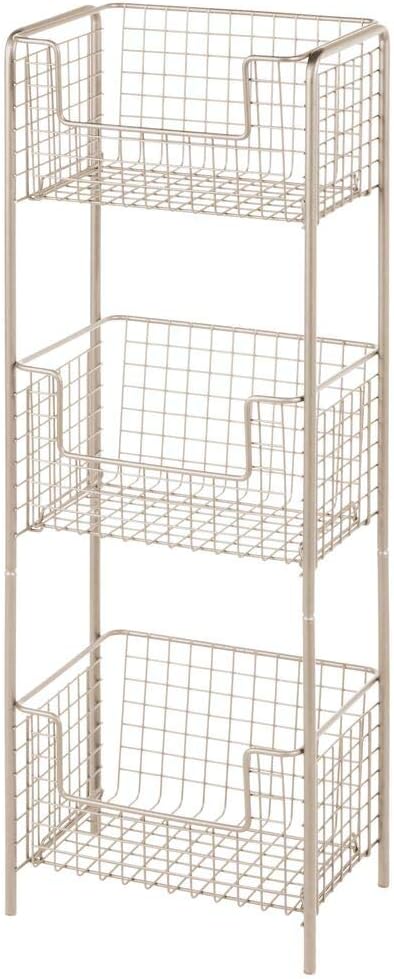 mDesign Steel 3-Tier Bathroom Storage Organizer Tower Rack