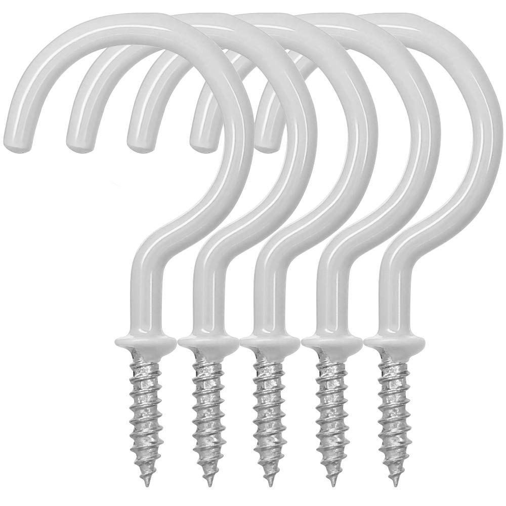 25 Pack Vinyl Ceiling Hooks for Indoor and Outdoor Use - White