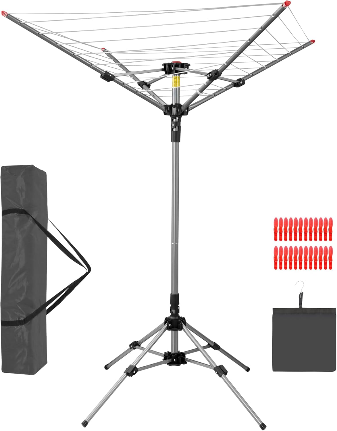 Outdoor Clothes Drying Rack with 8 Lines and 82 Ft Space