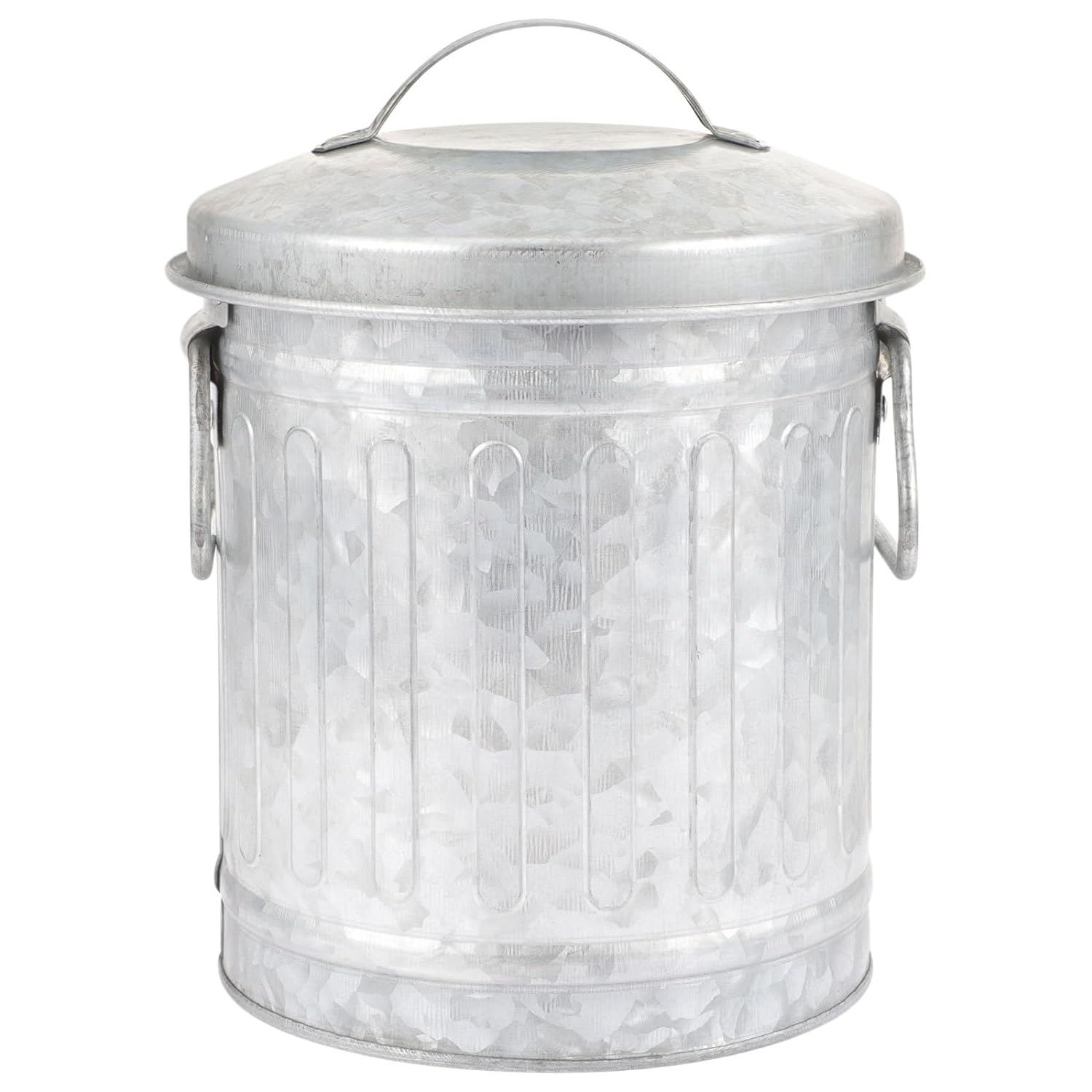 NUOBESTY Rustic Iron Desktop Trash Can Mini Waste Basket with Lid
