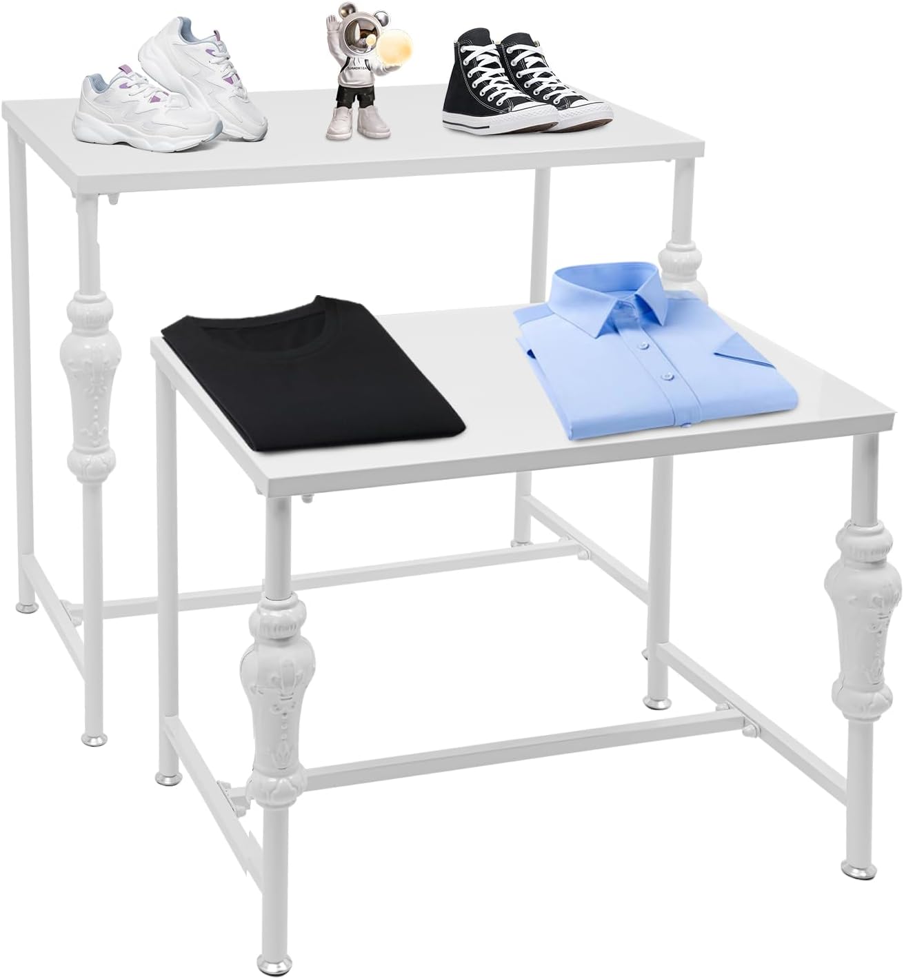 2 Pcs Free Standing Shoe Racks Metal Retail Display Tables