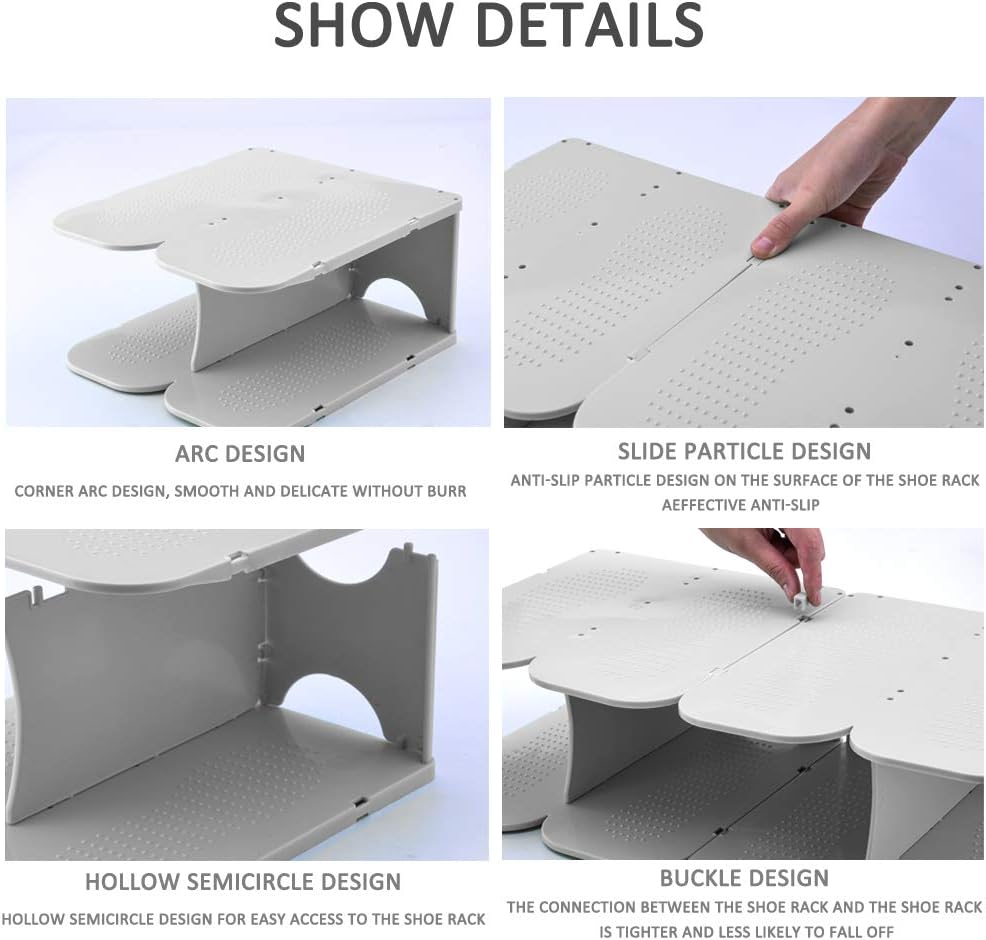 ACPOP 6-Tier Free Standing Shoe Rack Adjustable Vertical Narrow Stackable Organizer for Small Spaces and Entryway Grey