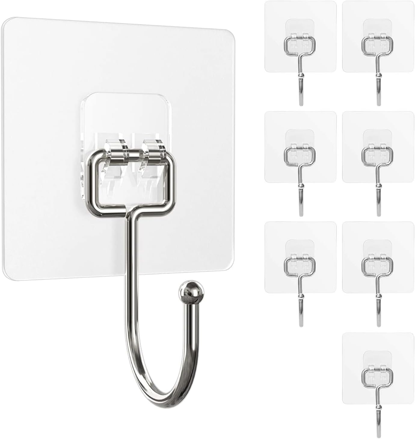 Heavy Duty Adhesive Hooks 8-Pack for 44lbs Max