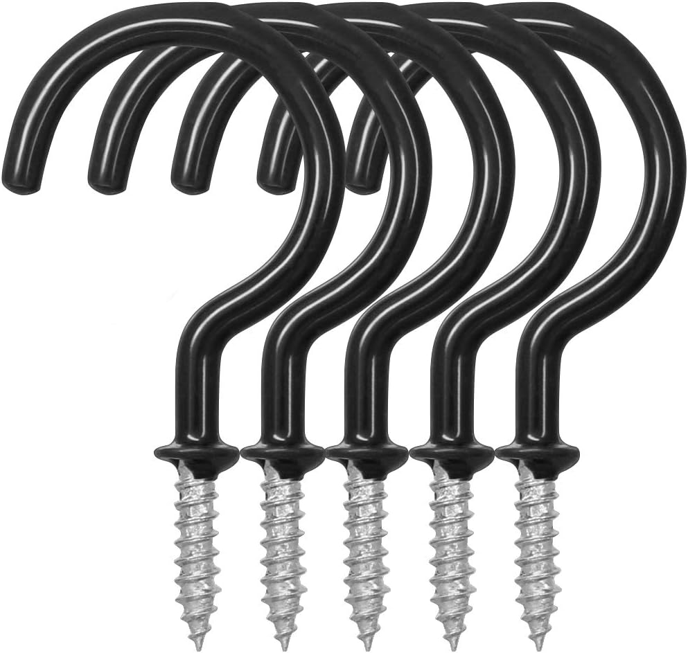 25 Pack Vinyl Ceiling Hooks for Kitchen Storage - Black