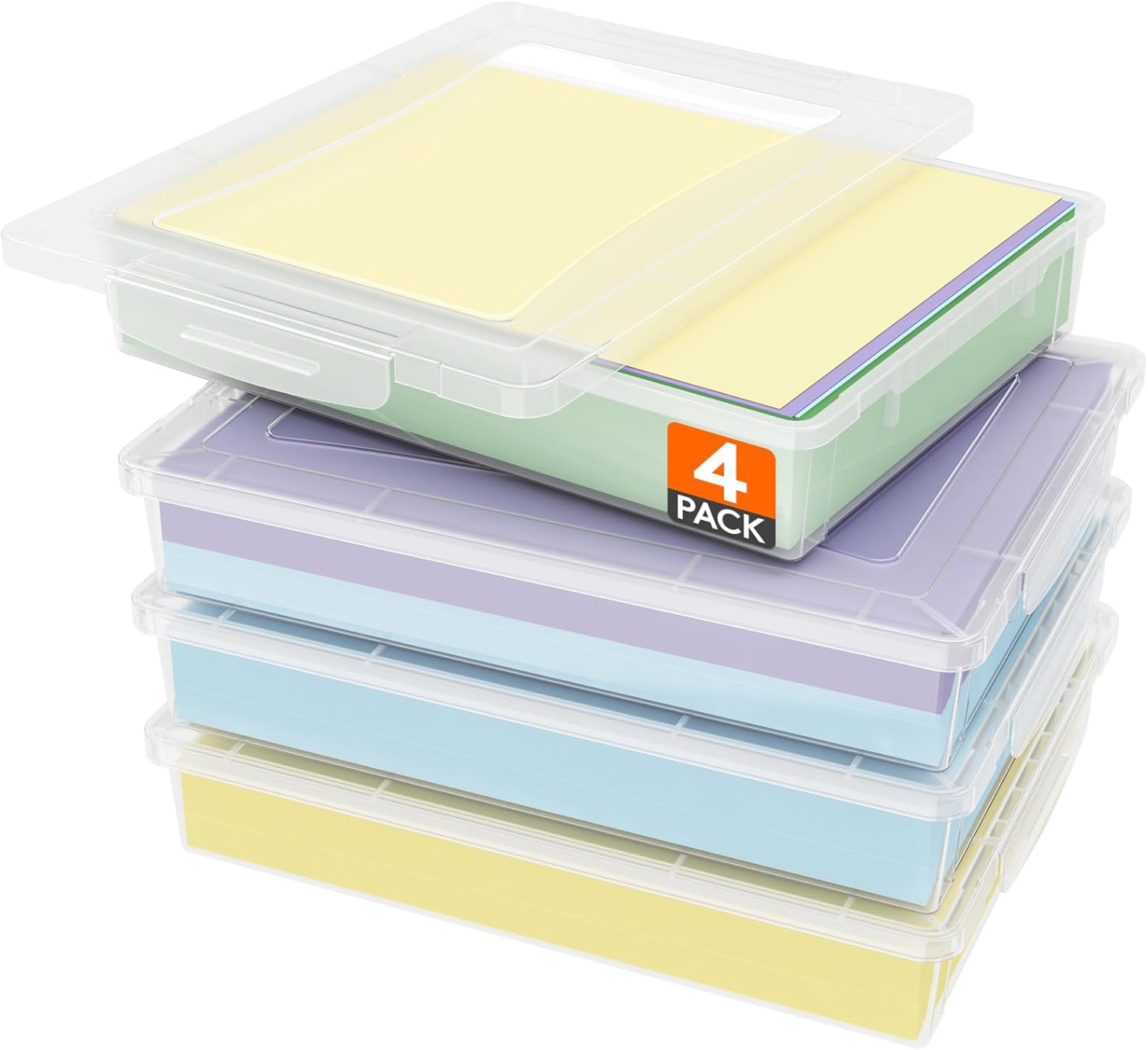 Lifewit 4 Pack Clear Plastic Storage Boxes with Latching Lids