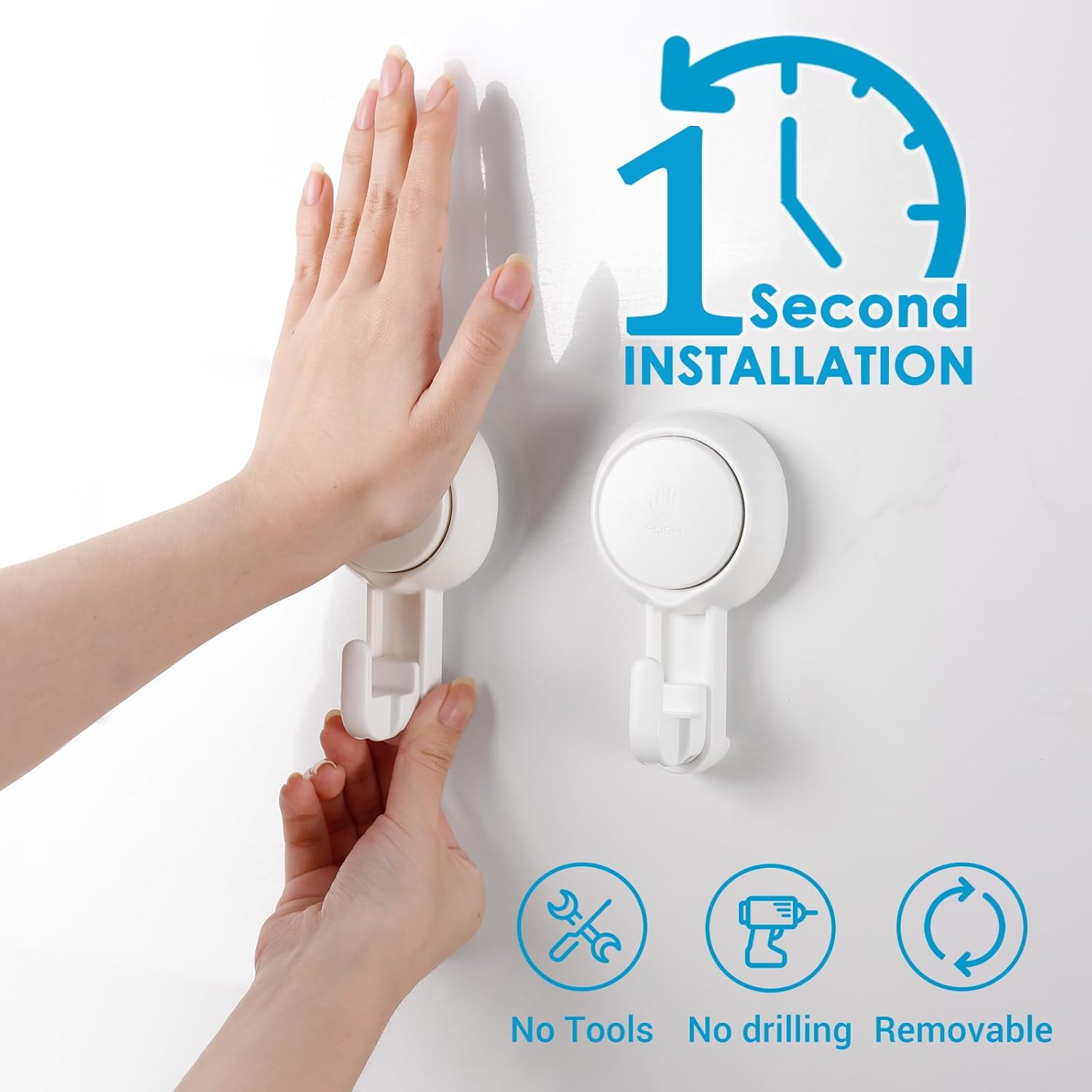 LUXEAR Suction Hooks 6 Pack Heavy Duty Waterproof Shower Door Window Organizer