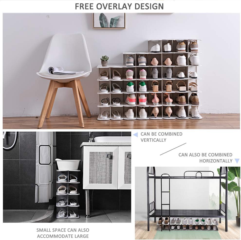 ACPOP 6-Tier Free Standing Shoe Rack Adjustable Vertical Narrow Stackable Organizer for Small Spaces and Entryway Grey