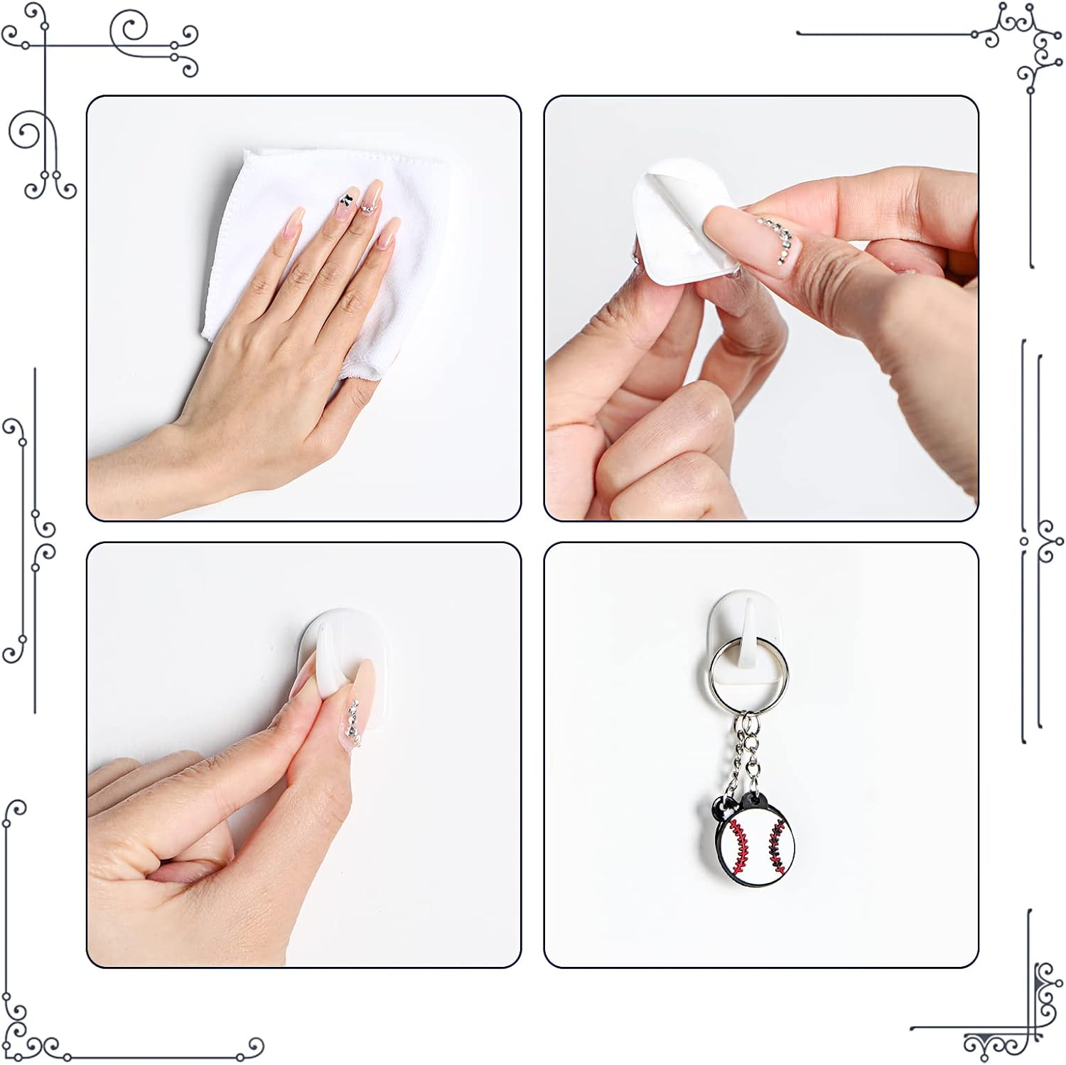 Jetec 60 Piece White Reusable Adhesive Hooks