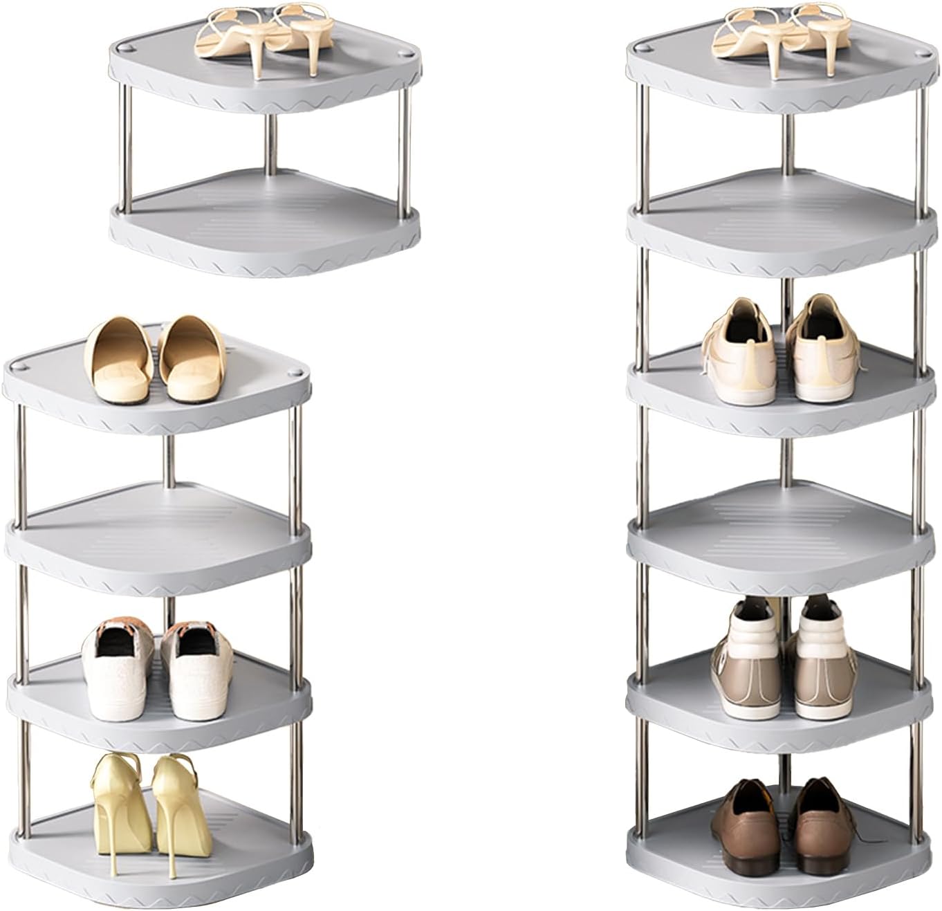 6 Tier Adjustable Free Standing Shoe Rack Gray