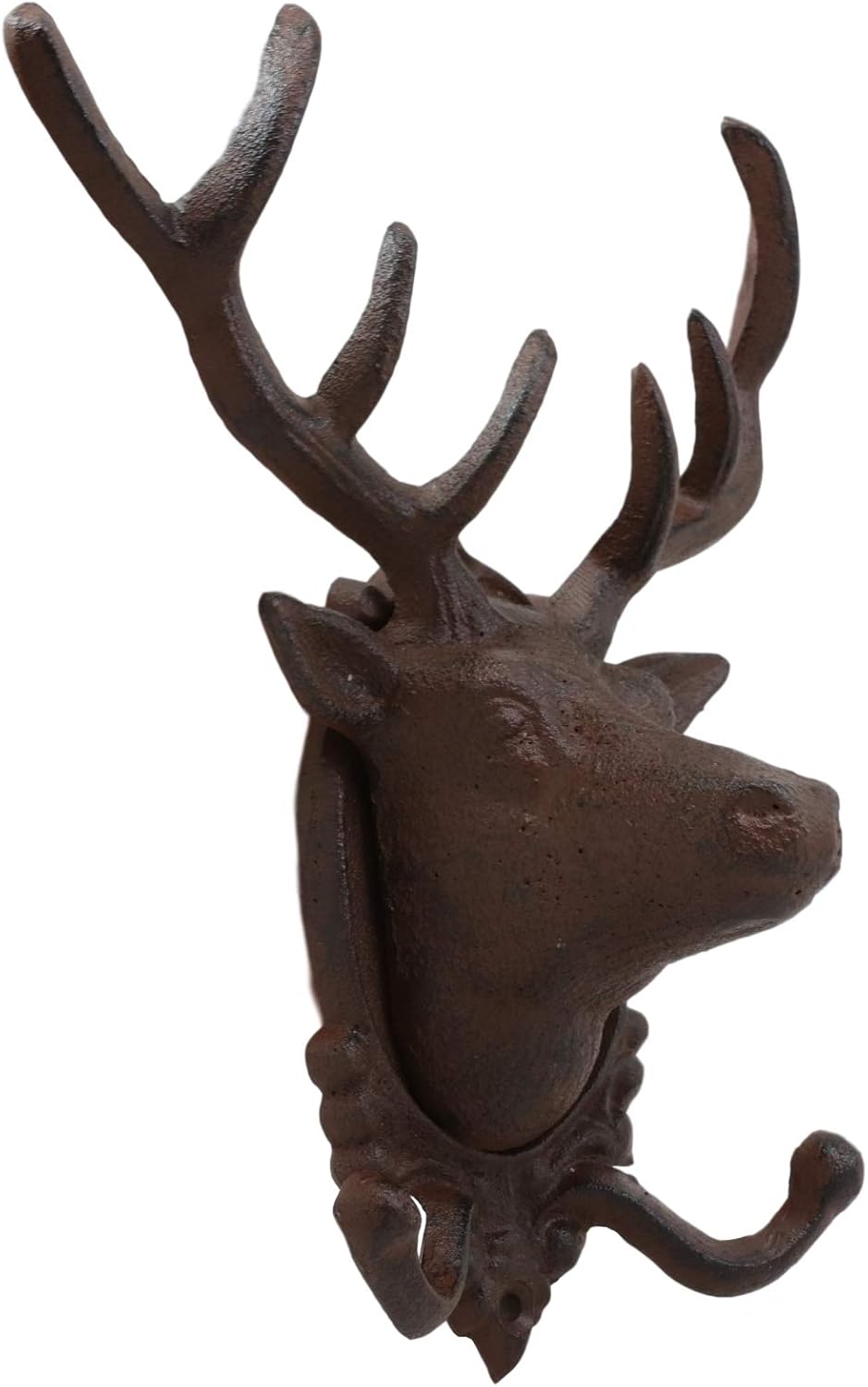 Ebros Cast Iron Stag Antlers Wall Double Hooks Decor