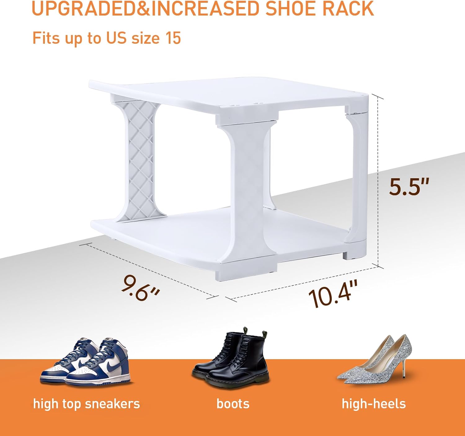 5 Tiers Shoe Rack Organizer for Closet Entryway Storage Free Standing Stackable Vertical Narrow Plastic Shoe Holder Grey