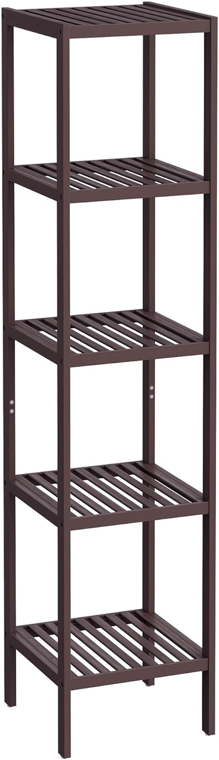 SONGMICS 5-Tier Bamboo Shelf Unit - 13x13x575 Inches