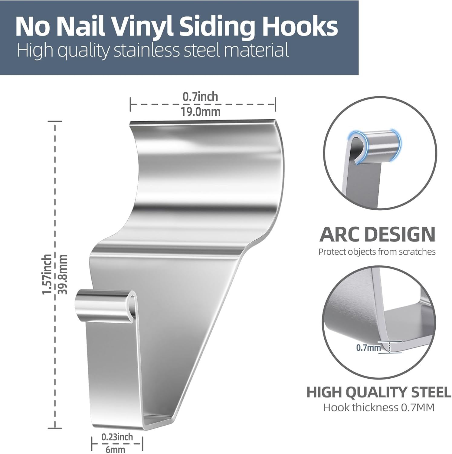 Heavy Duty Stainless Steel Hooks 20 Pack Vinyl Siding Hooks No Hole Siding Hanger