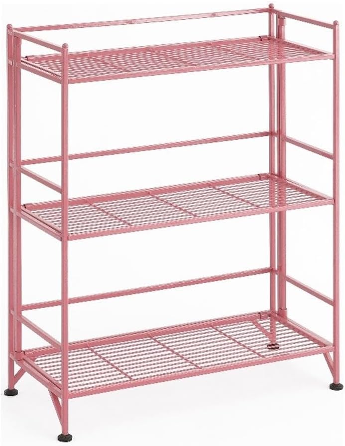 Convenience Concepts Xtra Storage Shelves Pink 3 Tier Folding Metal Organizer Unit