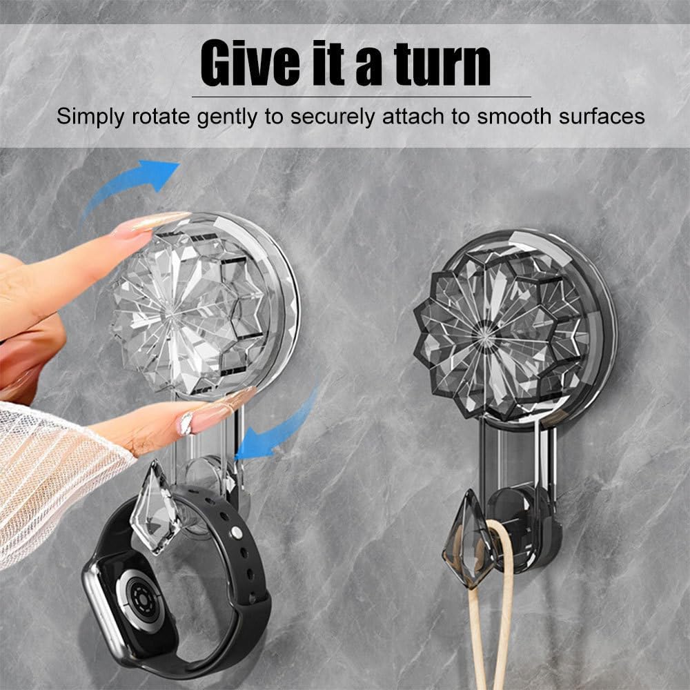 4Pcs Suction Hooks Heavy Duty Wreath Hangers Waterproof Reusable for Bathroom Kitchen Bedroom Living Room Cabinet