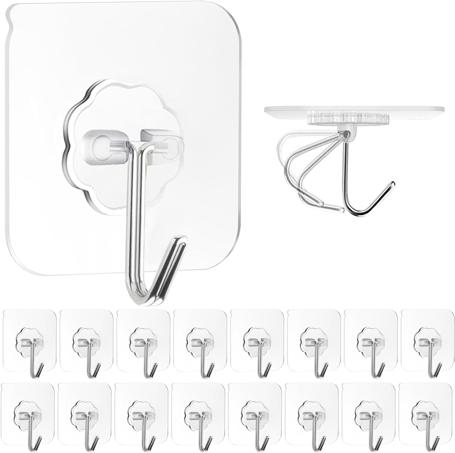 16 Pack Heavy Duty Stainless Wall Hooks with Self Adhesive
