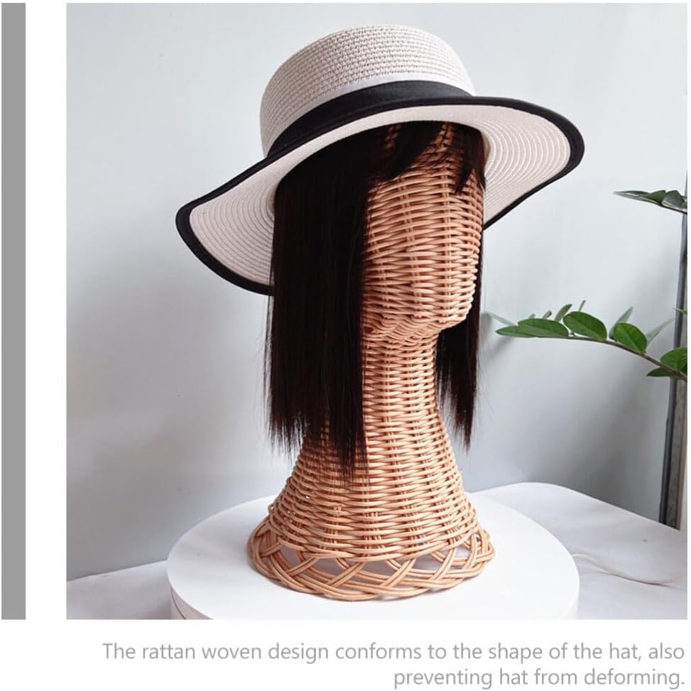 EXCEART Rattan Hat Display Stand for Wigs and Caps