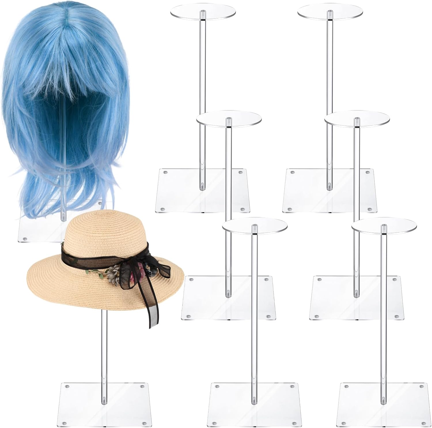 Leinuosen 8 Pcs 12 Hat Stand Display Rack for Hats Wigs and Masks