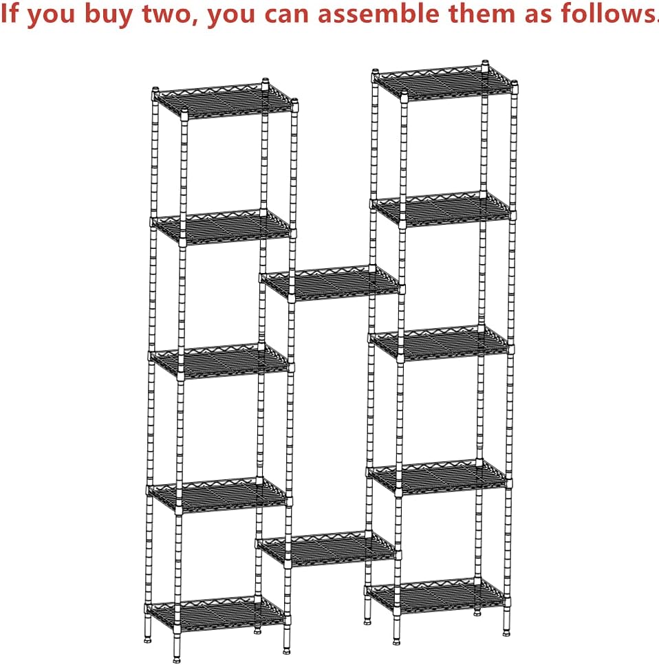 REGILLER 6-Way Adjustable Steel Shelving Unit Black