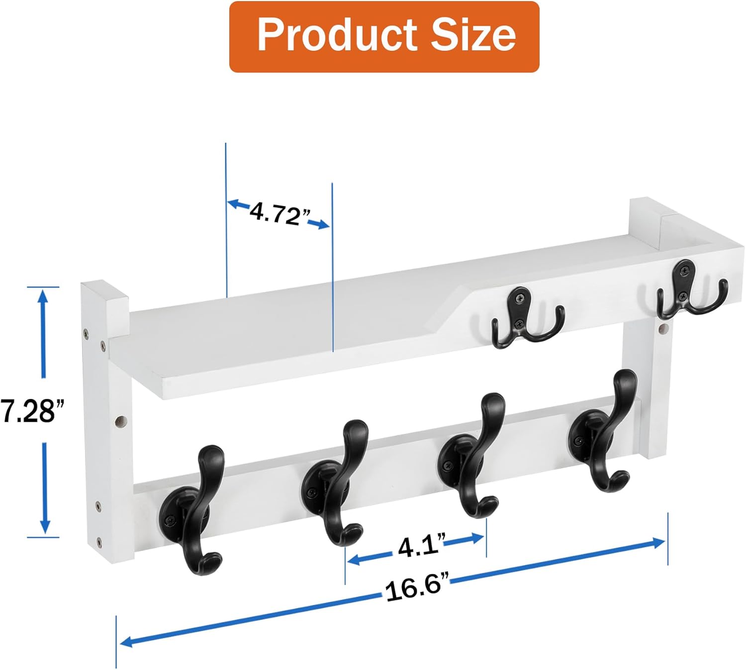 Dreampossible Wall Mount Coat Rack with Key Hooks and Mail Holder
