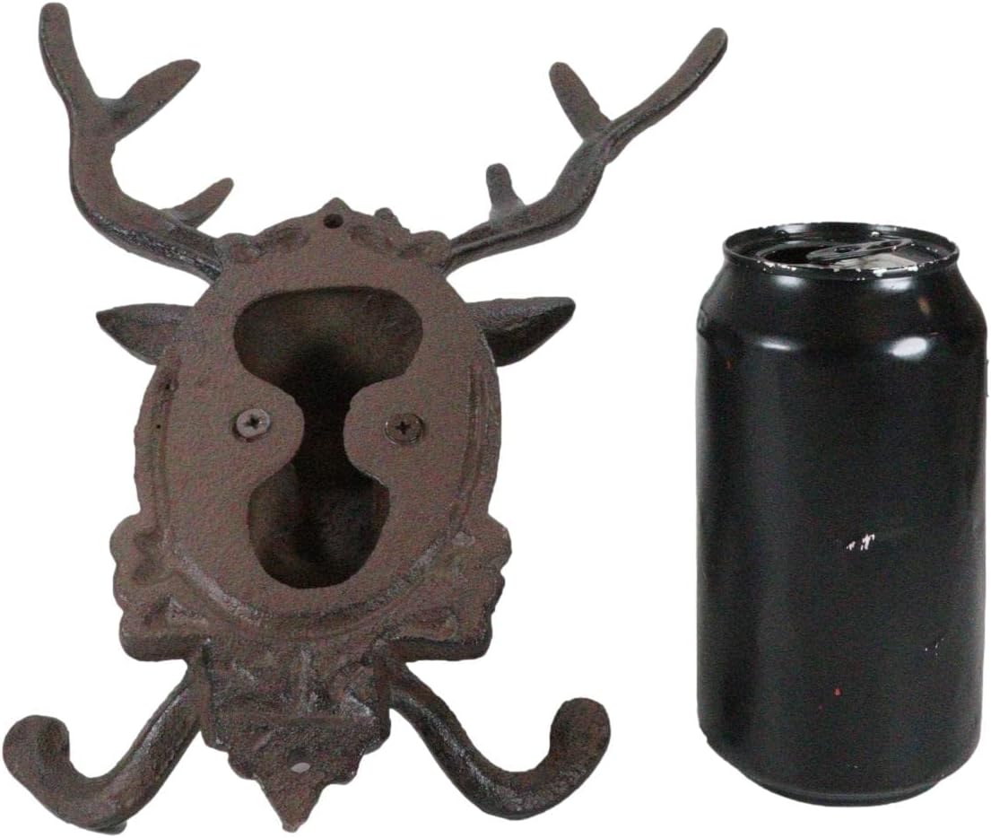 Ebros Cast Iron Stag Antlers Wall Double Hooks Decor