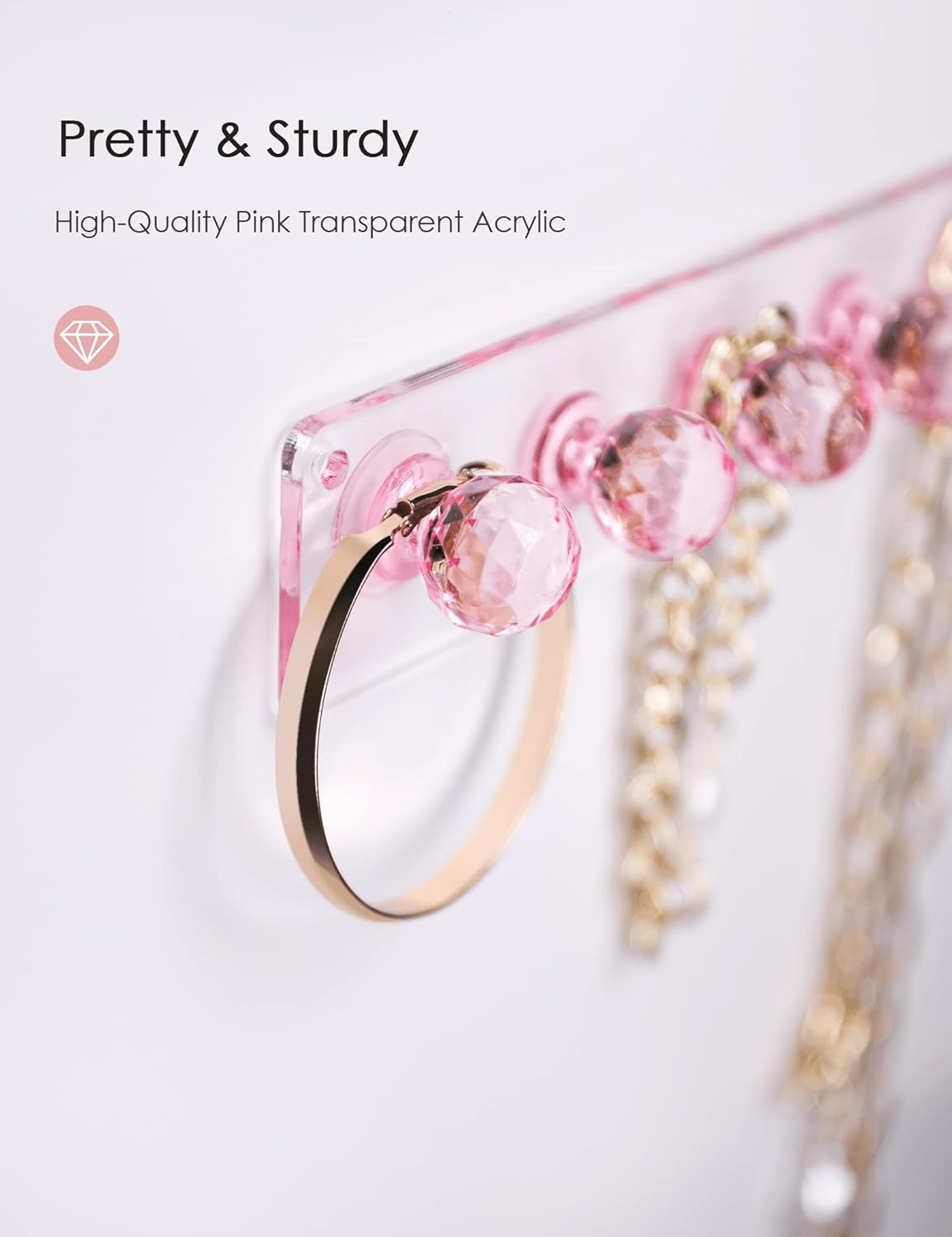 Heesch Pink Acrylic Necklace Holder 2-Pack