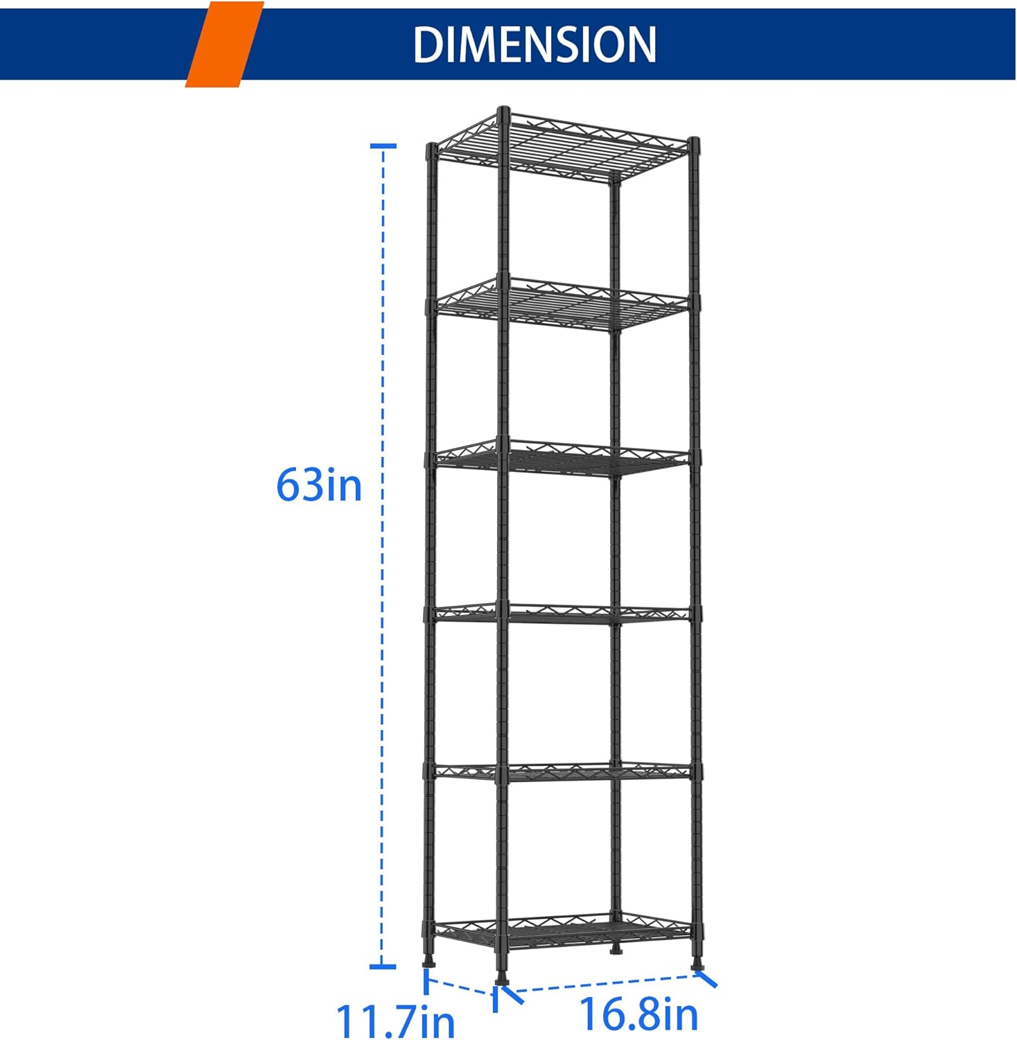 REGILLER 6-Way Adjustable Steel Shelving Unit Black