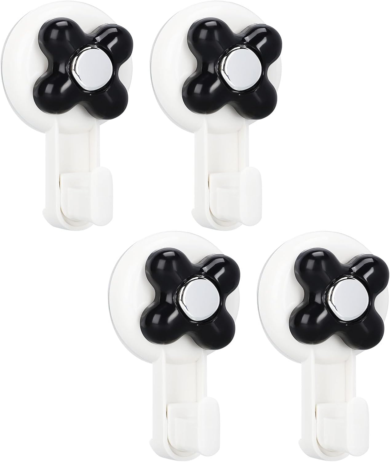 Reusable Suction Cup Hooks 4 Pack Black