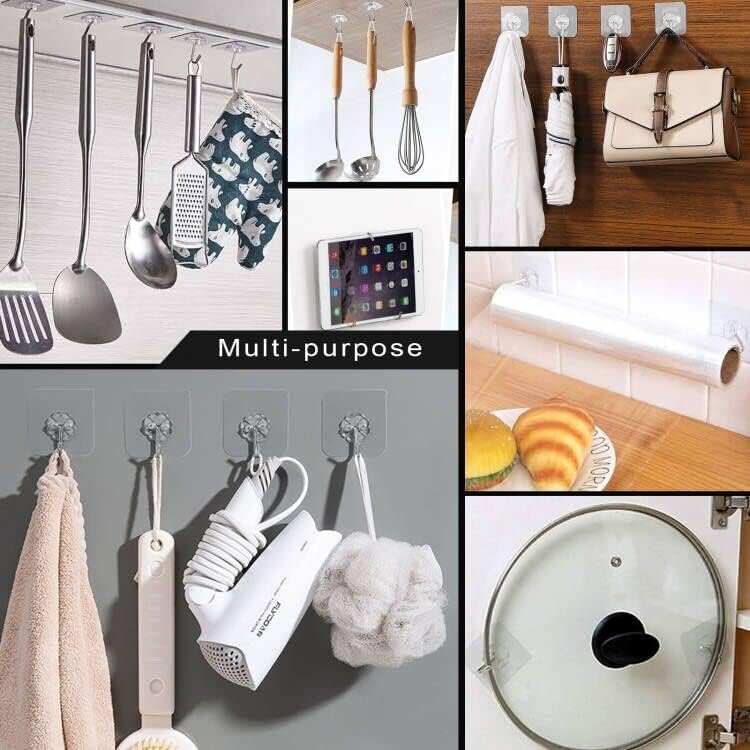 16 Pack Heavy Duty Stainless Wall Hooks with Self Adhesive