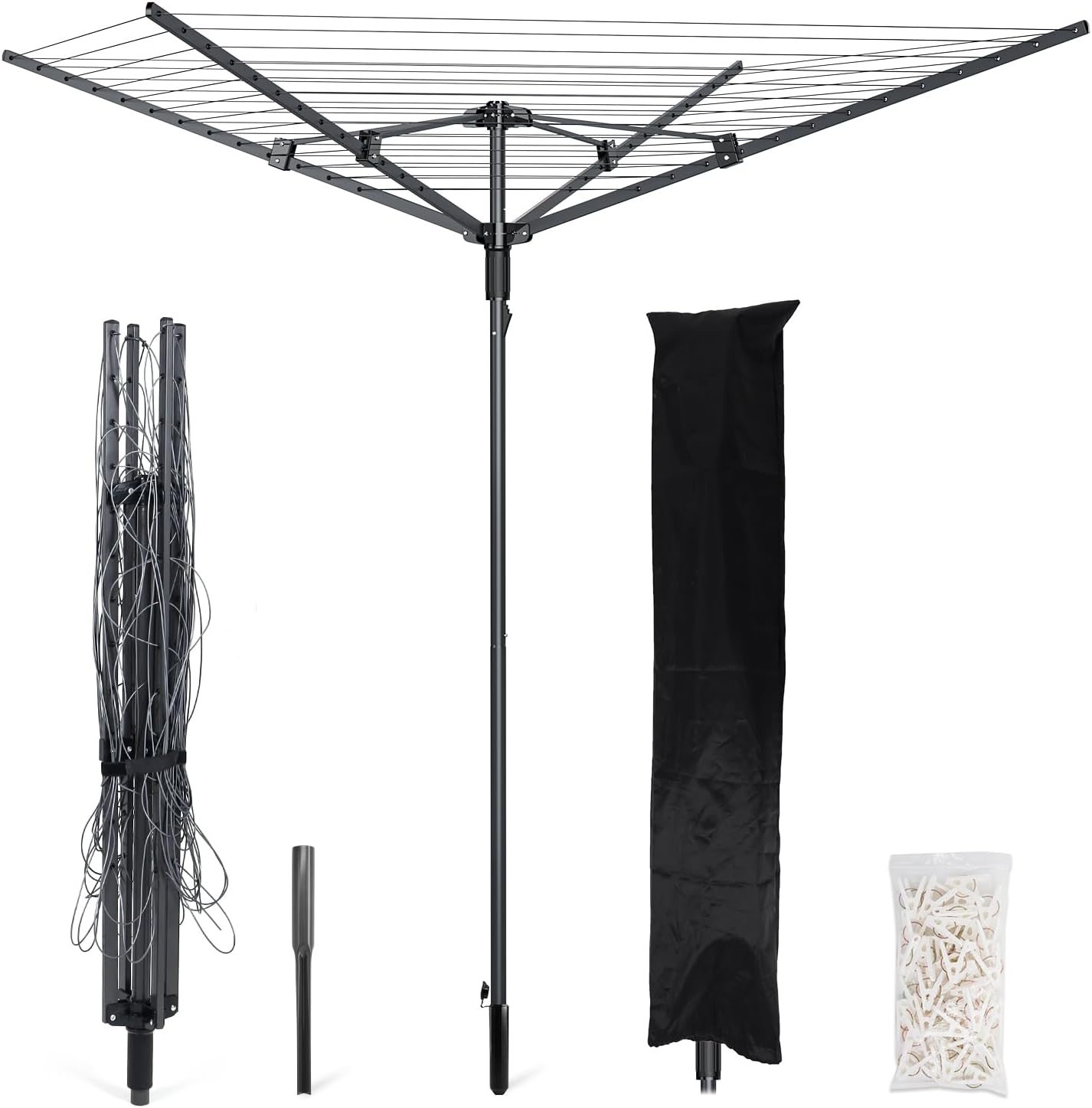 Rotary Clothes Drying Rack with 12 Lines and 165 Feet Drying Space