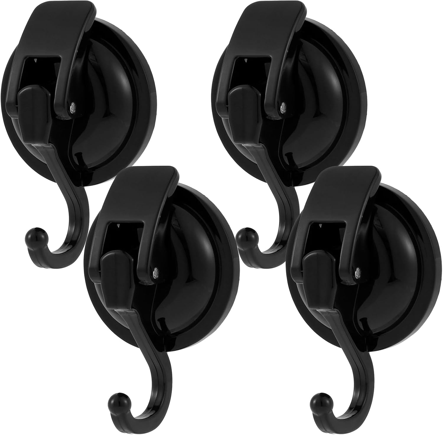 Heavy Duty 15LB Suction Cup Shower Hook Reusable No Drilling Black 4-Pack