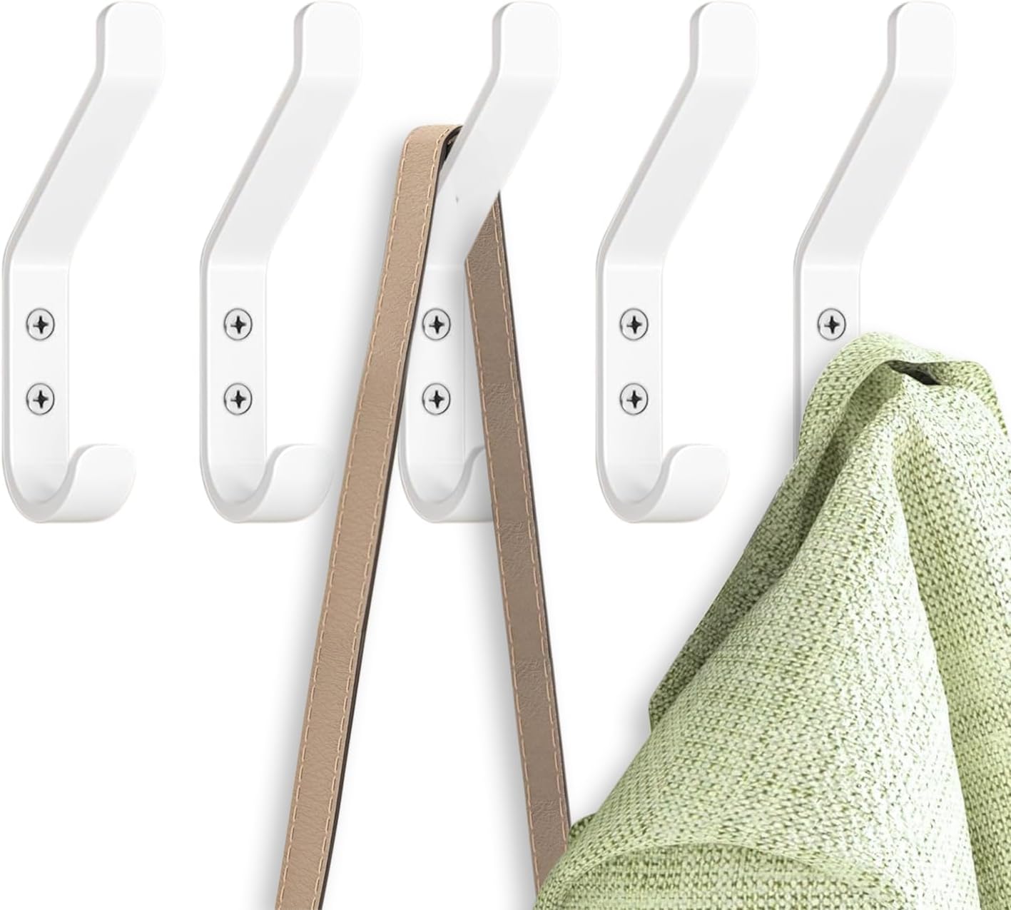 GlazieVault Wall Coat Hooks 5 Pack Heavy Duty Rust Free