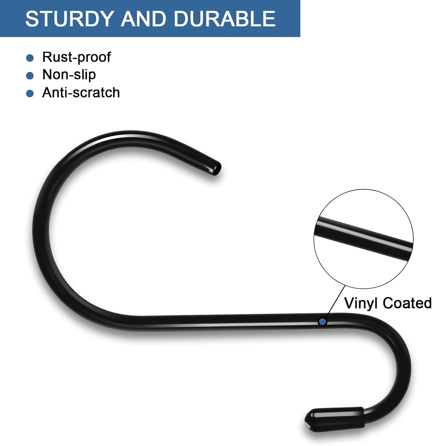 4 Pack 6 Inch Heavy Duty S Hooks with Rubber Coating