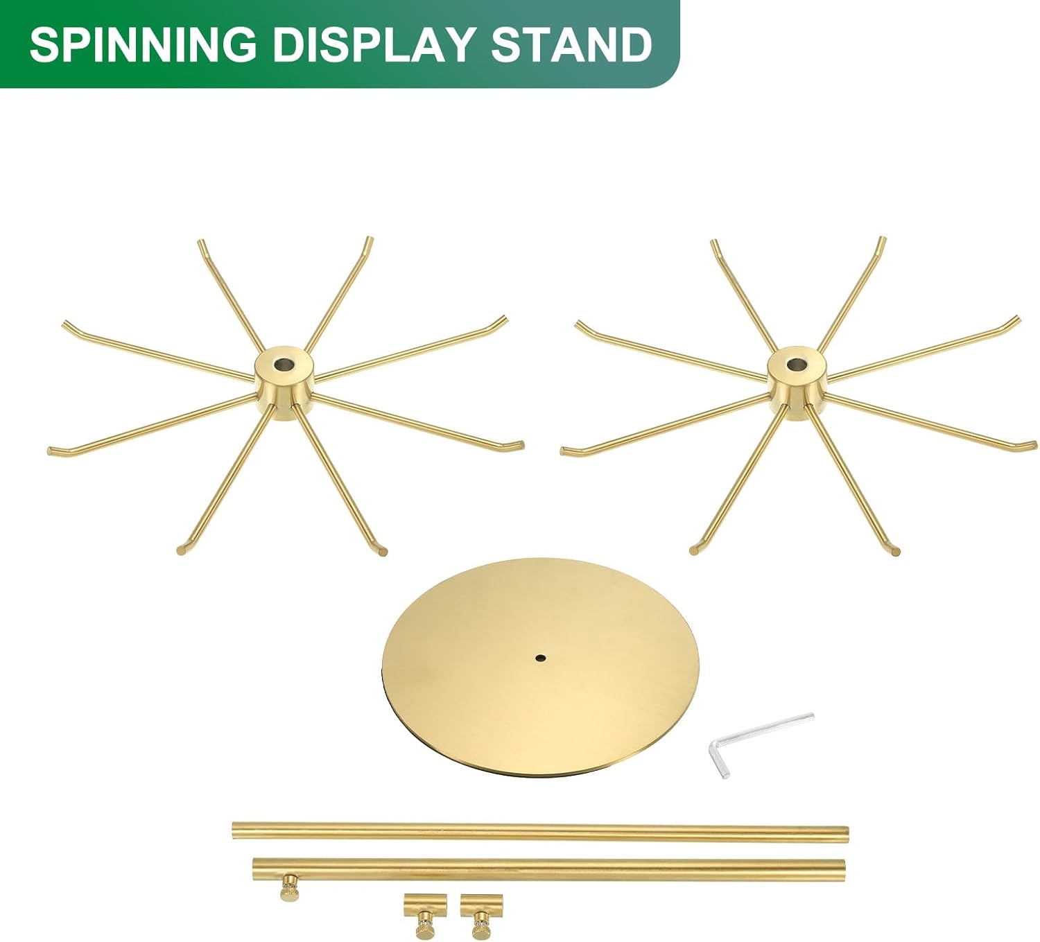Uxcell Keychain Display Stand 1Pcs - 2 Layer Rotating Jewelry Holder with 8 Hooks