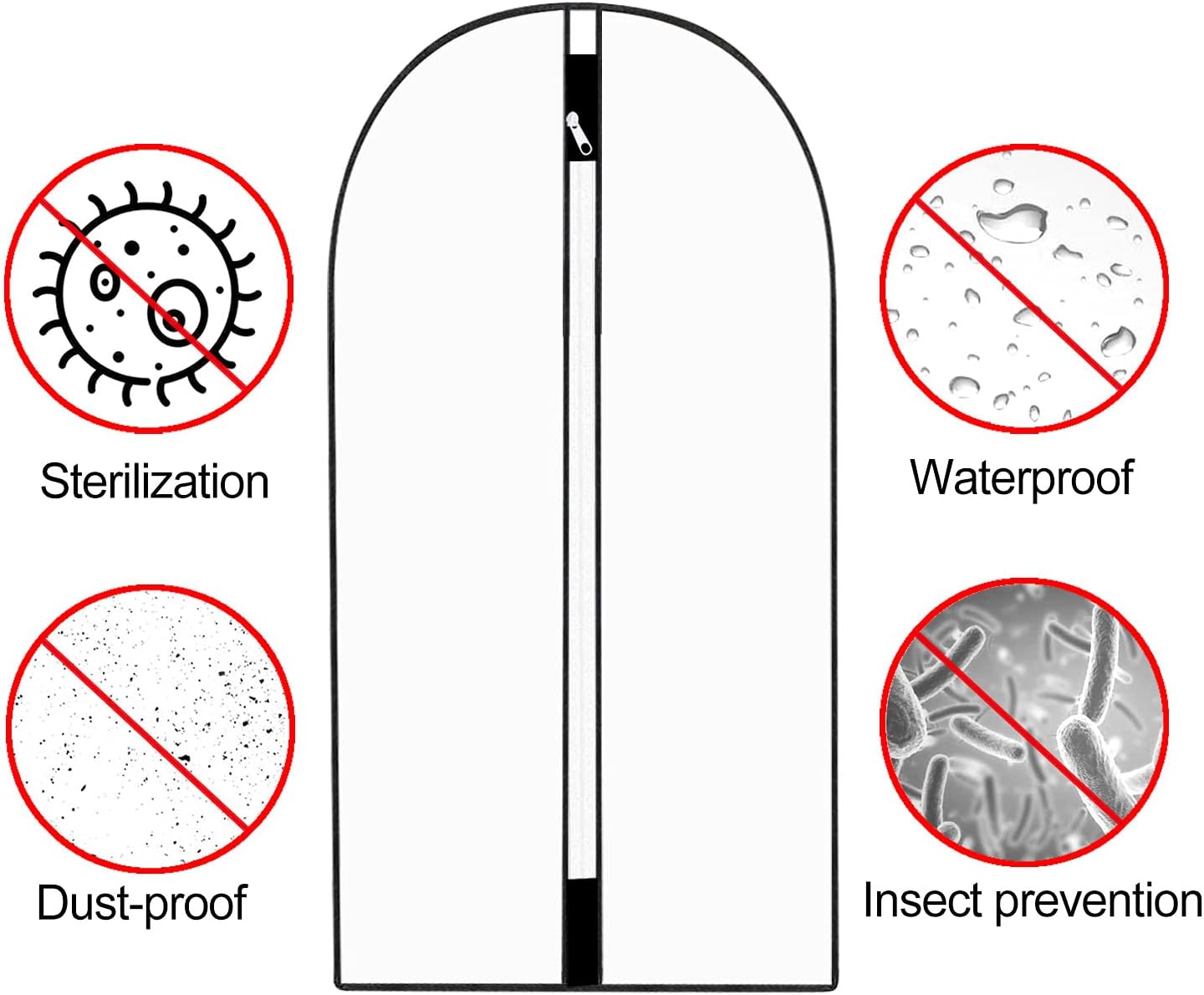 Pwsap 12-Pack Clear Breathable Garment Covers with Zipper