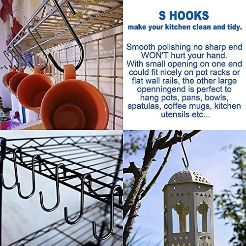 50 Pack Heavy Duty S Shaped Hooks for Kitchenware and Storage