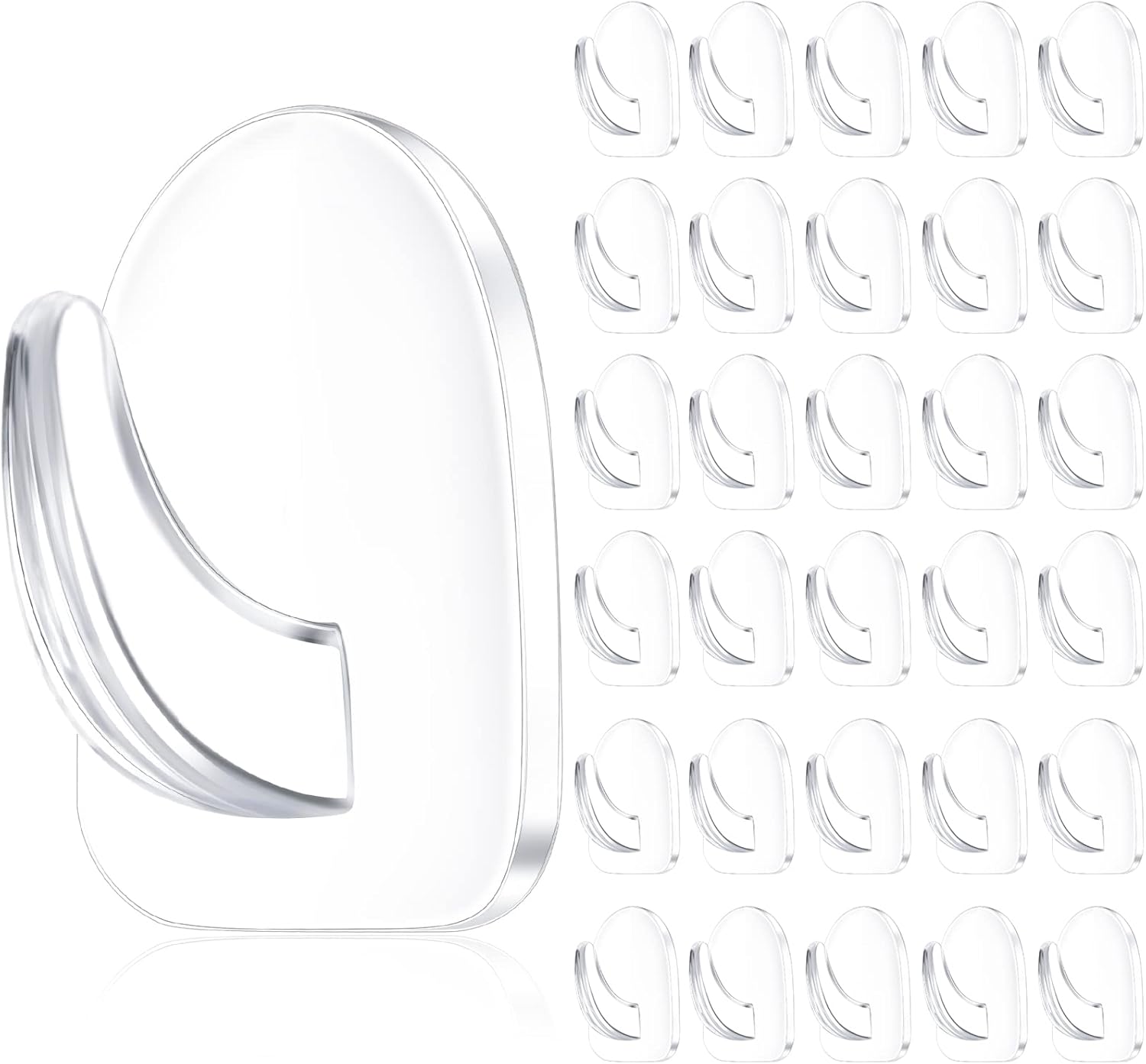 Queekay 30 Piece Clear Adhesive Wall Hooks Set