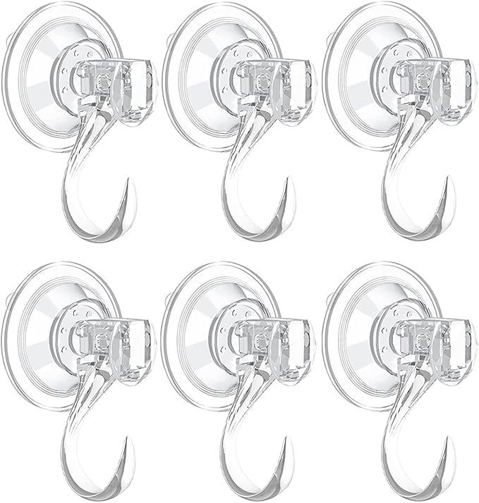 6 Pack Clear Suction Cup Hooks Heavy Duty Reusable Wreath Hangers for Glass Windows Smooth Doors