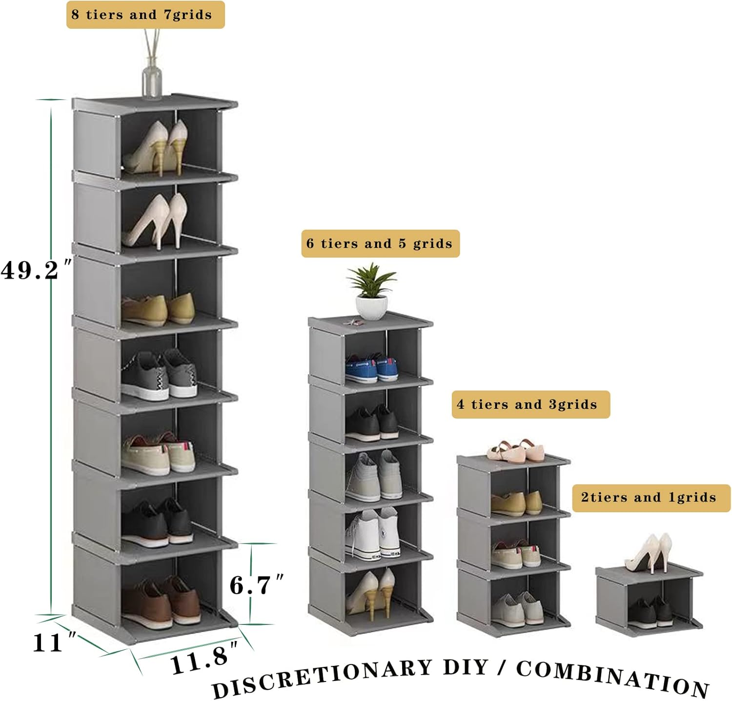 AFOORD Narrow 8 Tier Shoe Rack Tower Organizer