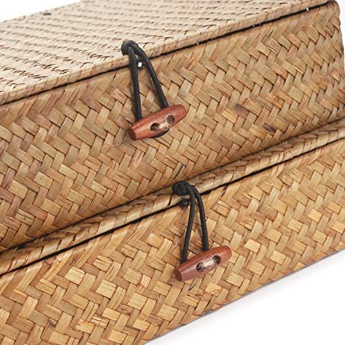 Seagrass Storage Basket Box with Lid Set of 2
