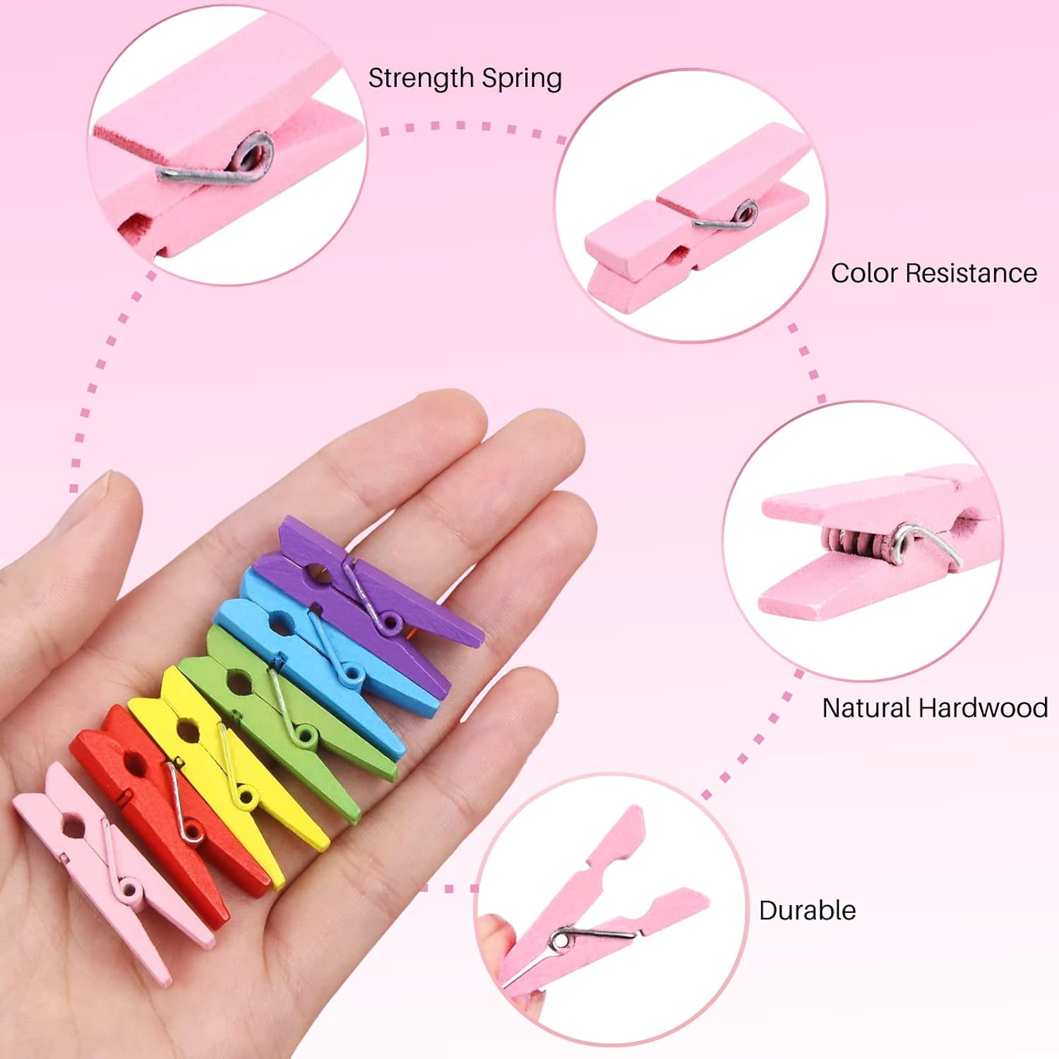 Small Clothespins 14 Inch 100 PCS Birchwood Mini Clothespins with Storage Bag
